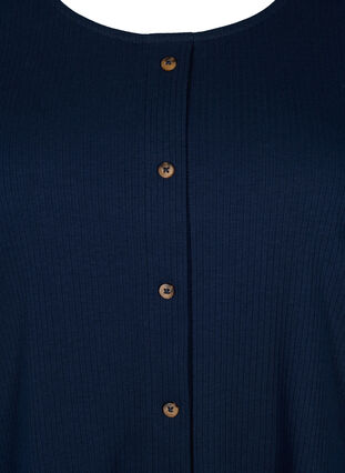 Ribbad t-shirt med knappar och korta ärmar, Navy Blazer, Packshot image number 2