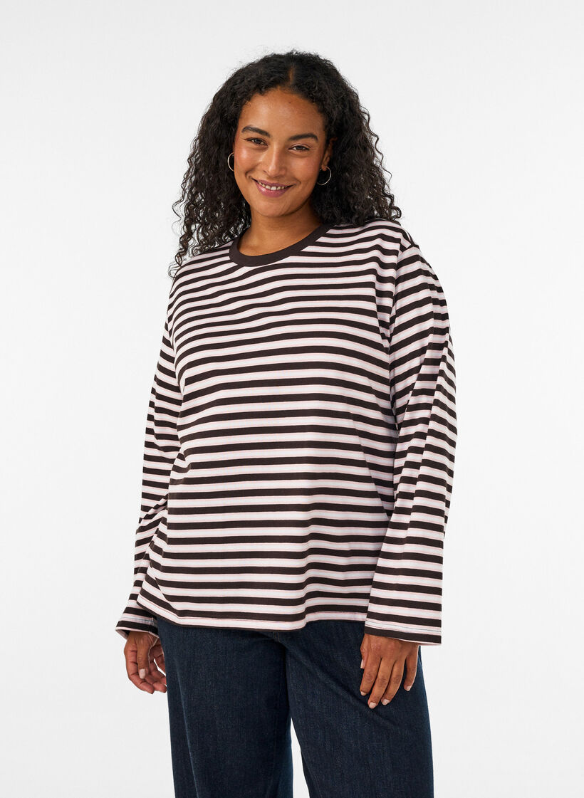 Bas-t-shirt med l&aring;nga &auml;rmar, Rosa, Model image number 0