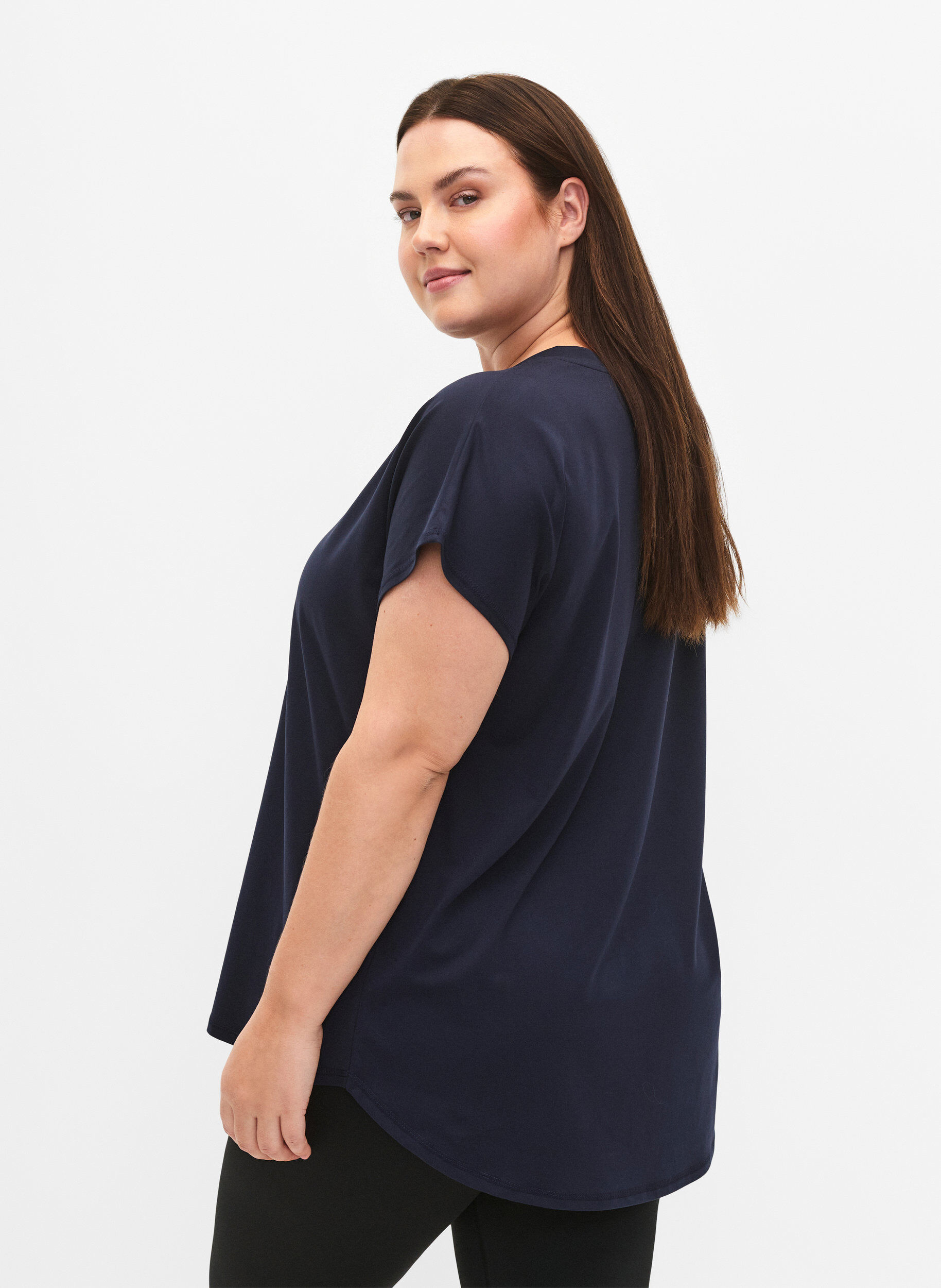 Zizzi Tr&auml;nings t-shirt med v-ringning, Night Sky, Model image number 1