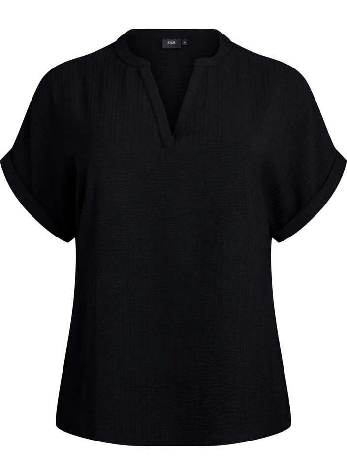 L&ouml;s blus med korta &auml;rmar, Svart, Packshot image number 0
