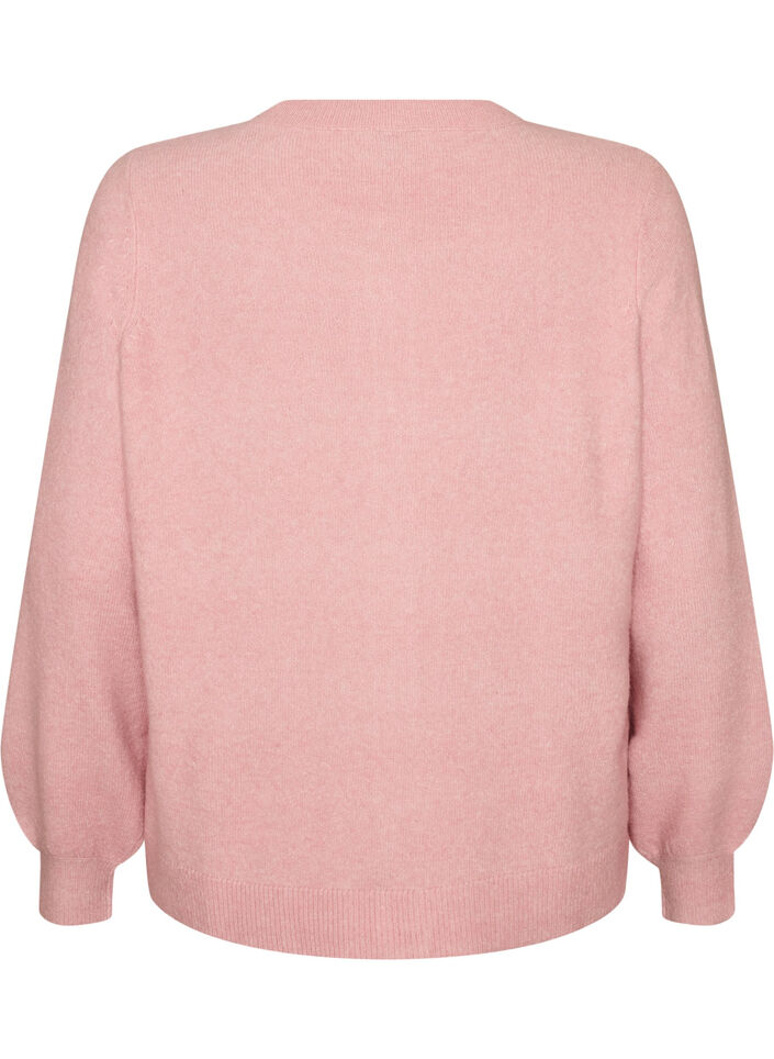 Kofta i mjukt stickat med guldf&auml;rgade knappar, Rosa, Packshot image number 1