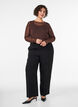 Blus i skir mesh med strass, Brun, Model image number 1