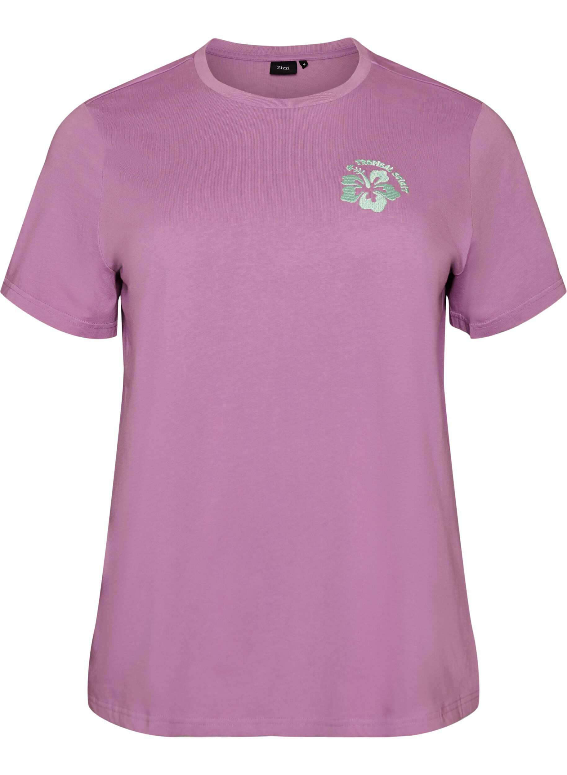 ZizziT-shirt i ekologisk bomull med tryck p&aring; ryggen, Rosa, Packshot image number 0