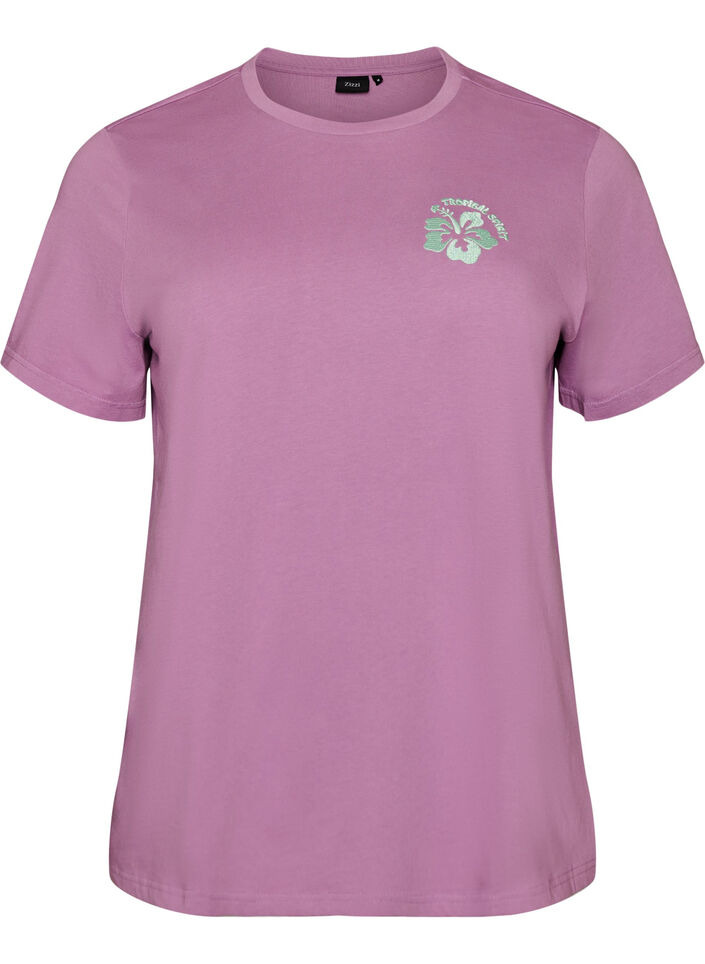 T-shirt i ekologisk bomull med tryck p&aring; ryggen, Rosa, Packshot image number 0