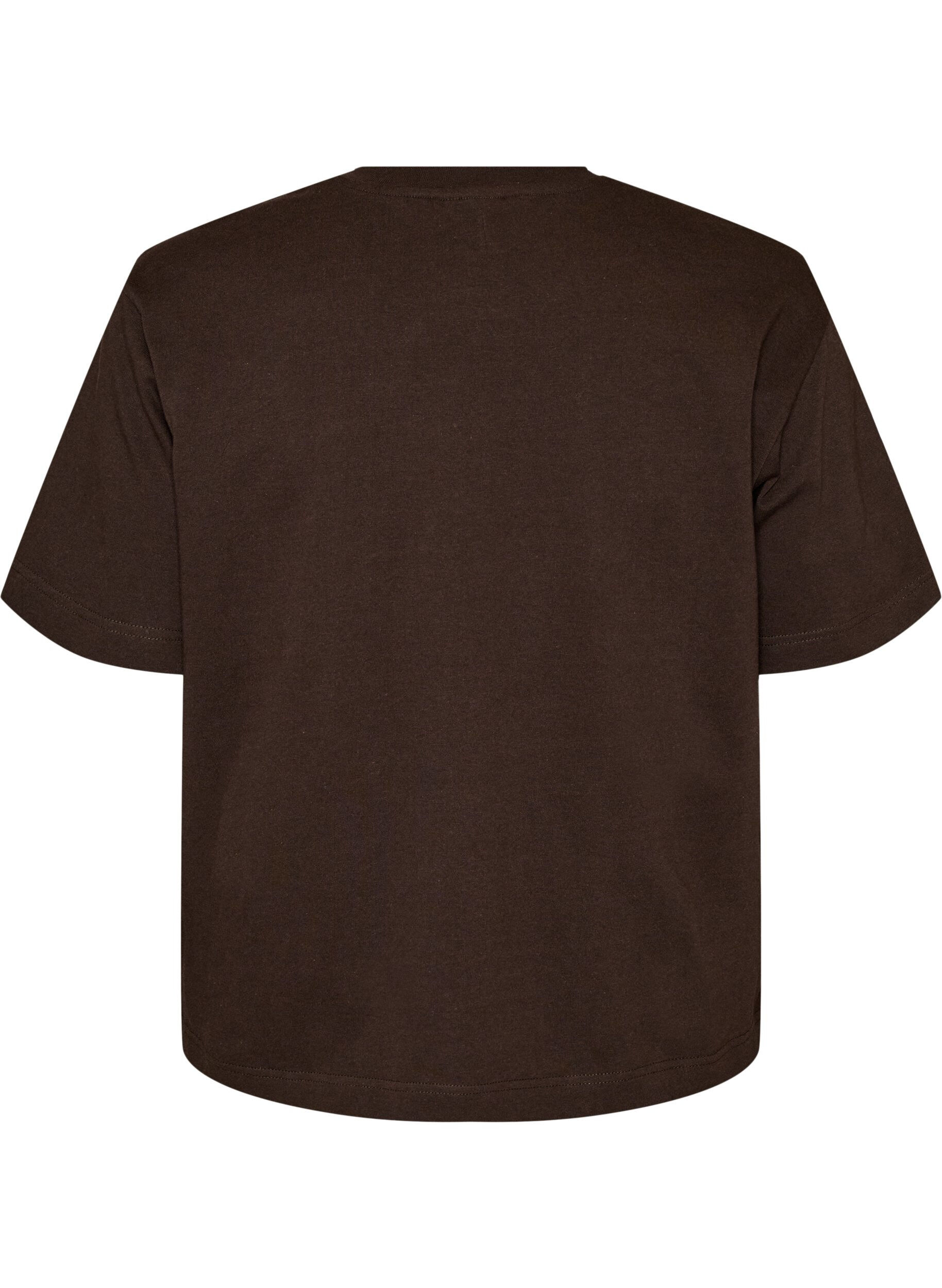 ZizziBoxig t-shirt i bomull, Brun, Packshot image number 1