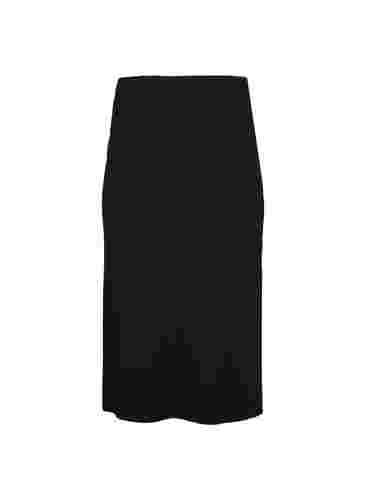 Lång kjol i bomull med slits, Black, Packshot image number 1
