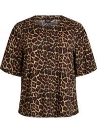 Kort&auml;rmad blus med struktur och kn&auml;ppning, Svart