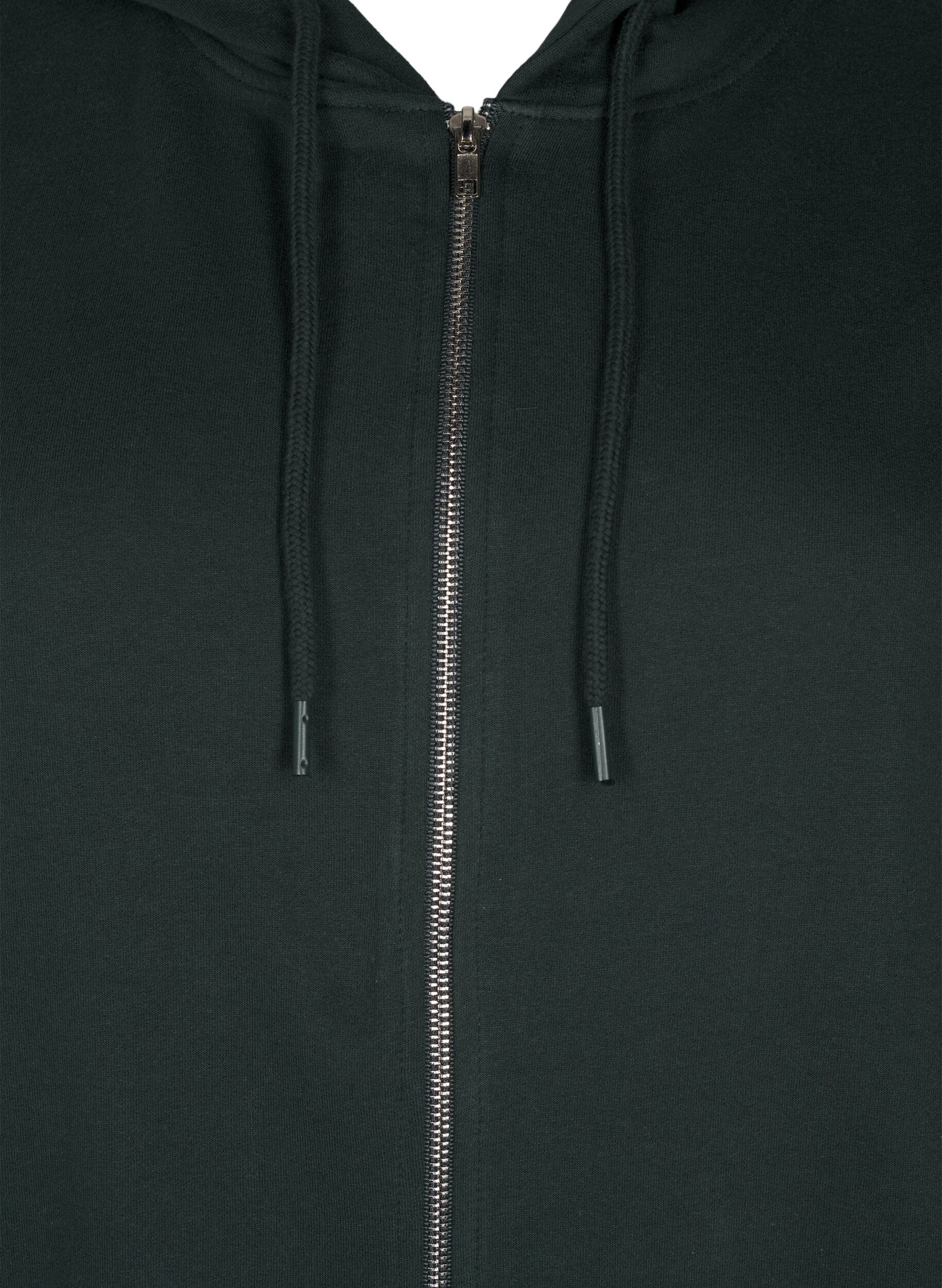 Zizzi L&aring;ng sweatkofta i bomull med huva, Gr&ouml;n, Packshot image number 2