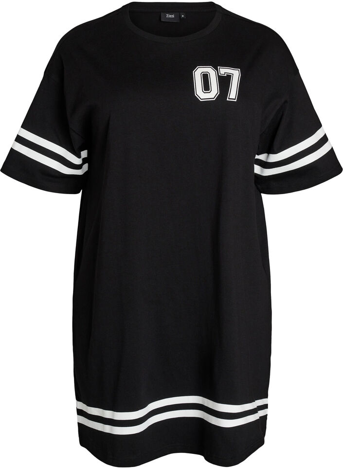 Kort t-shirtkl&auml;nning med sportiga detaljer, Svart, Packshot image number 0
