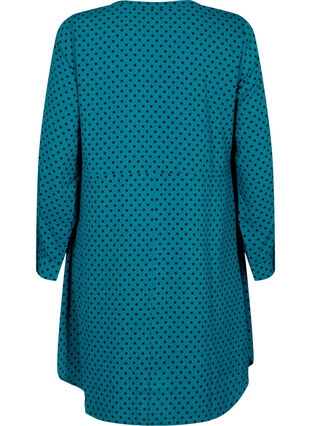 Mönstrad klänning med dragsko i midjan, Shaded Spruce Dot, Packshot image number 1