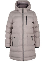 Pufferkappa med huva och fickor, Beige