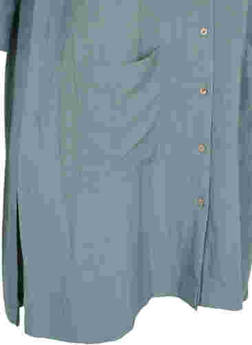 Lång viskosskjorta med fickor och 3/4-ärmar, Balsam Green, Packshot image number 3