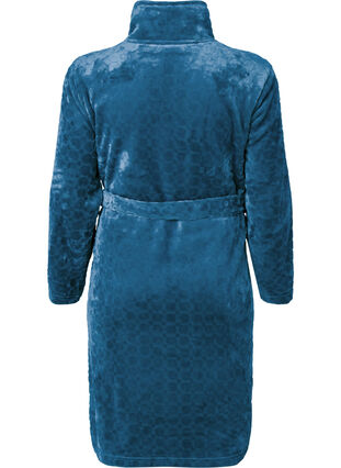 Mönstrad morgonrock med dragkedja och fickor, Blue Coral, Packshot image number 1