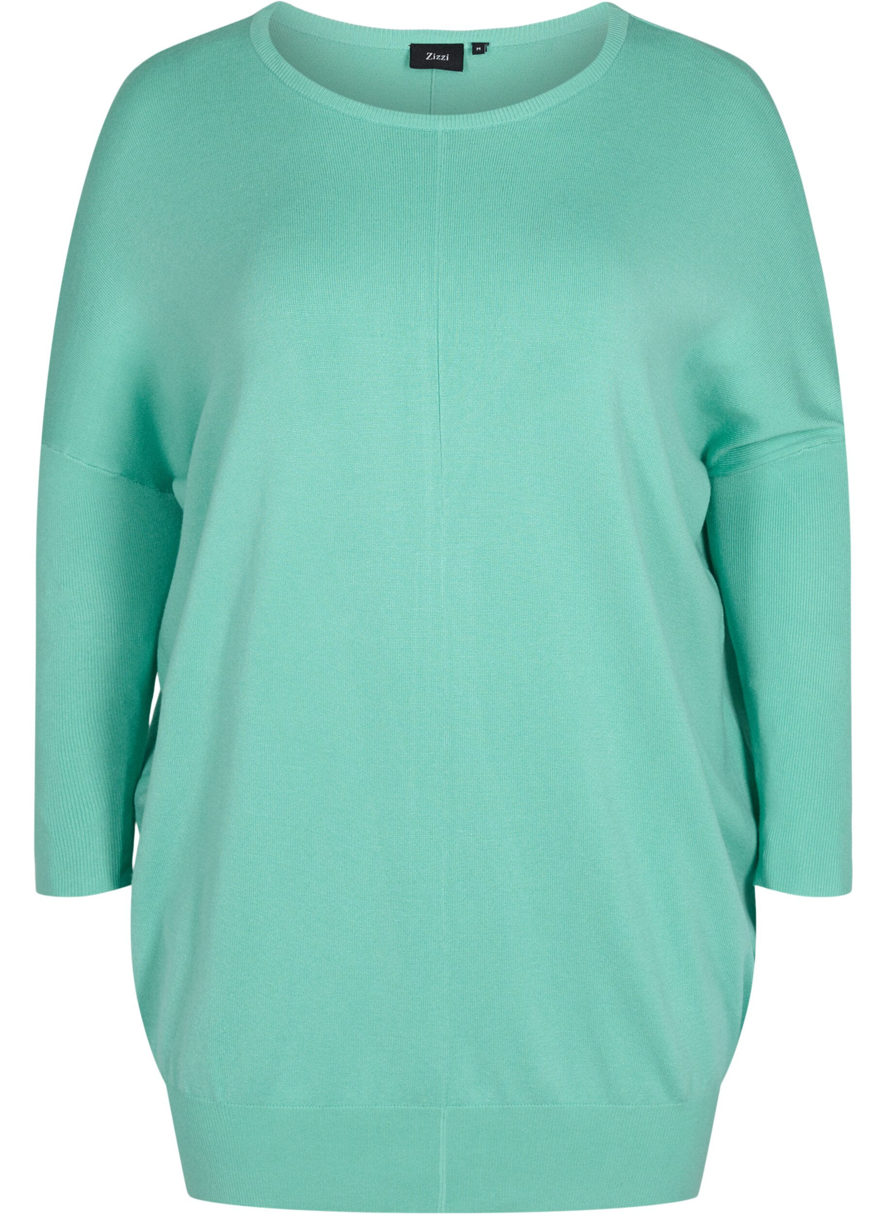 Zizzi Stickad blus, Dusty Jade Green, Packshot image number 0