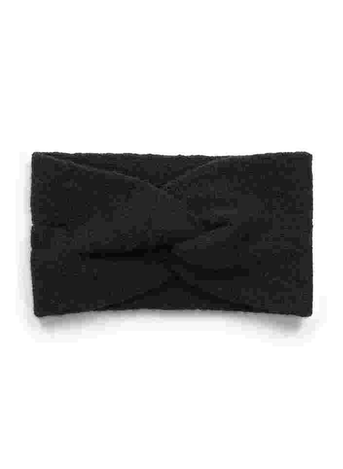Stickat pannband, Black, Packshot image number 0
