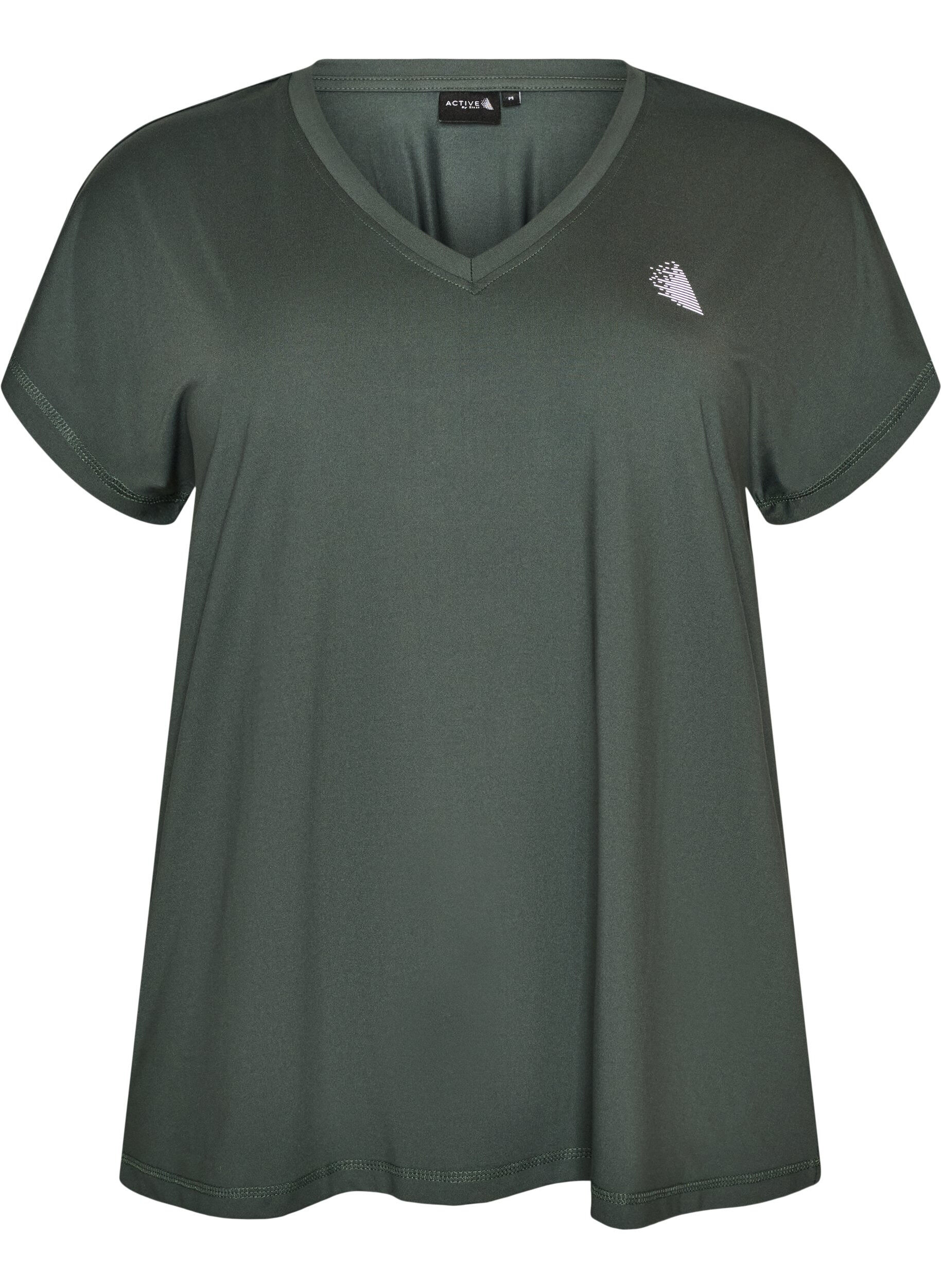 ZizziL&ouml;s tr&auml;ningst-shirt med v-ringning, Gr&ouml;n, Packshot image number 0