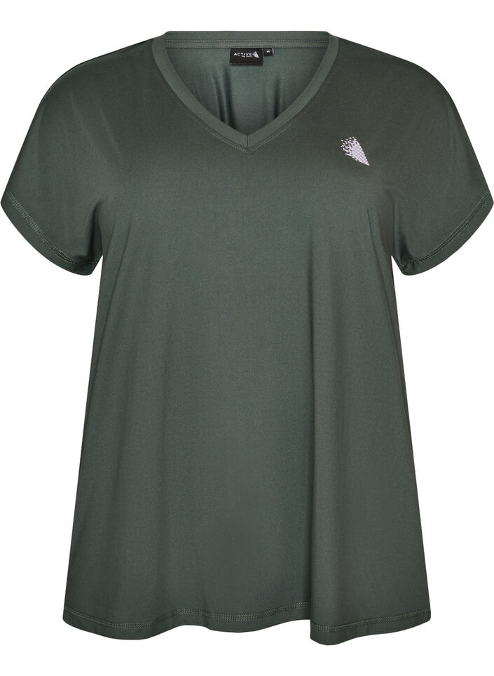 L&ouml;s tr&auml;ningst-shirt med v-ringning, Gr&ouml;n, Packshot image number 0