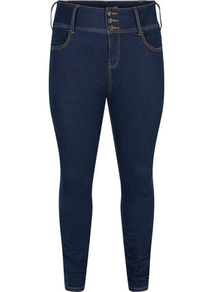 Super slim Bea jeans med extra hög midja, Unwashed, Packshot image number 0