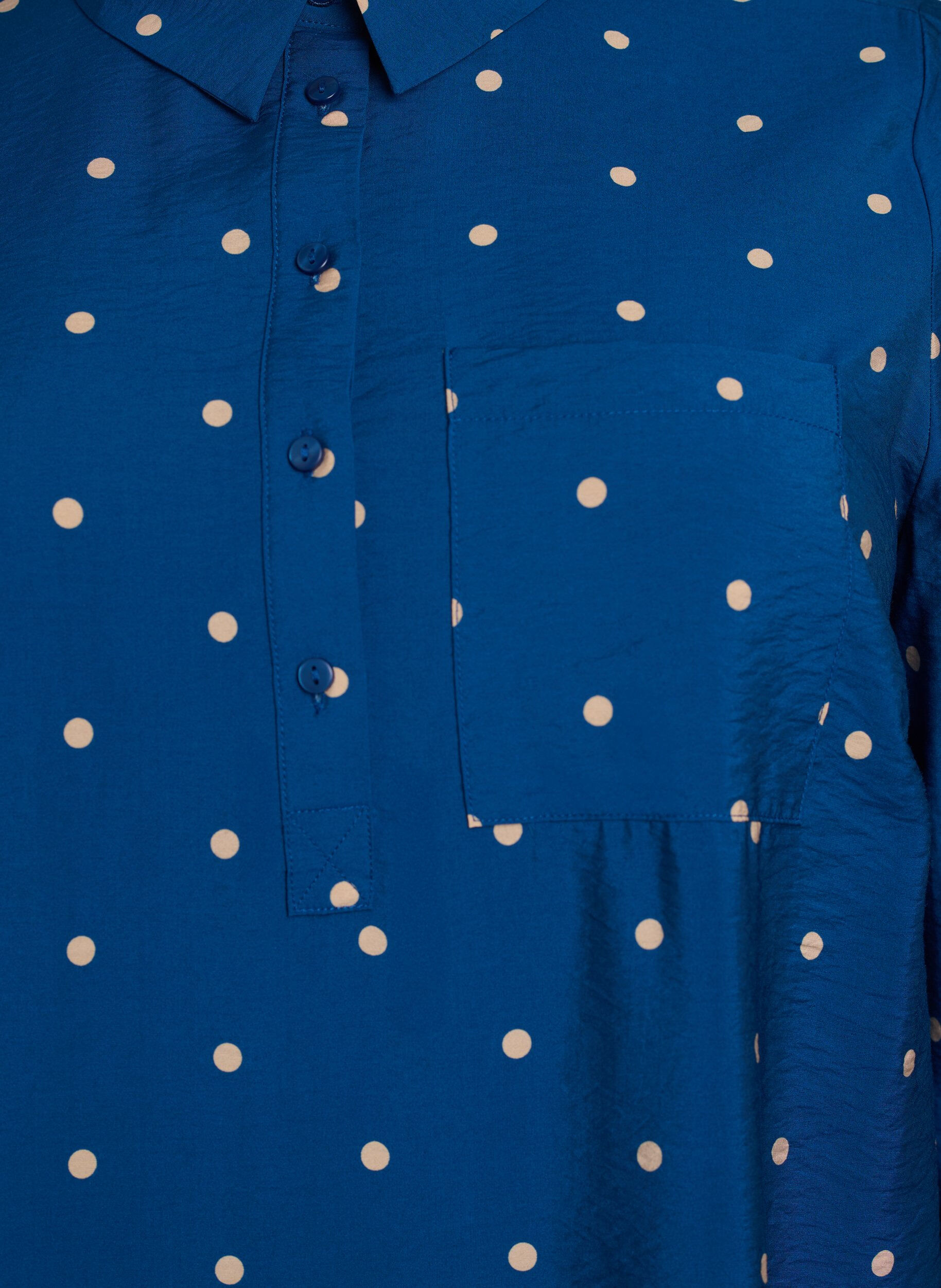 Zizzi Kort kl&auml;nning med krage och br&ouml;stficka, Bl&aring;, Packshot image number 2