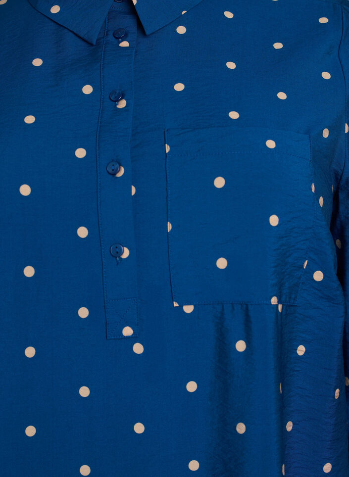 Kort klänning med krage och bröstficka, Blå, Packshot image number 2