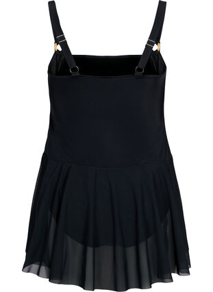 Badklänning med drapering och kjol, Black, Packshot image number 1