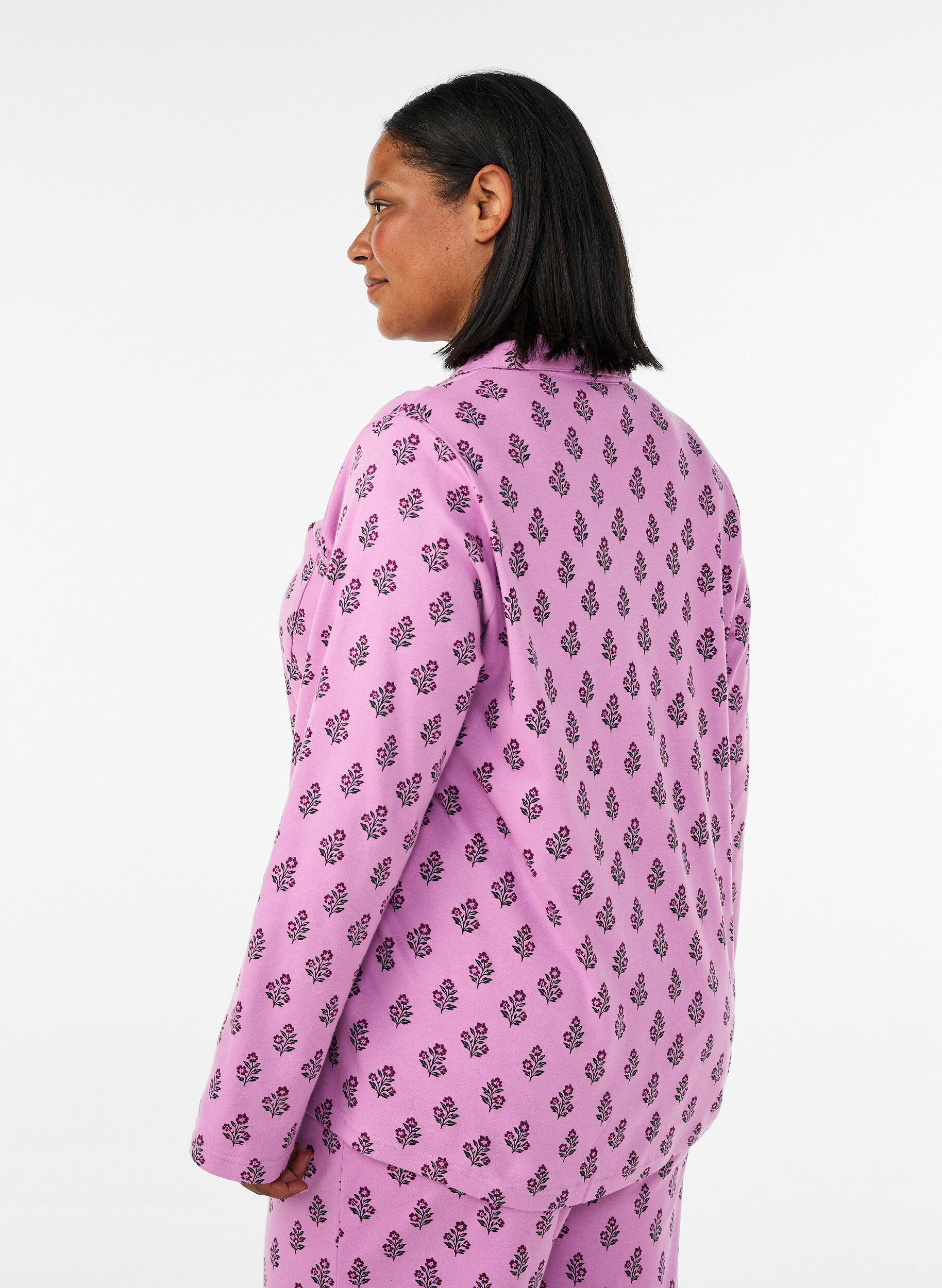 ZizziPyjamasskjorta i bomull med br&ouml;stficka, Rosa, Model image number 2