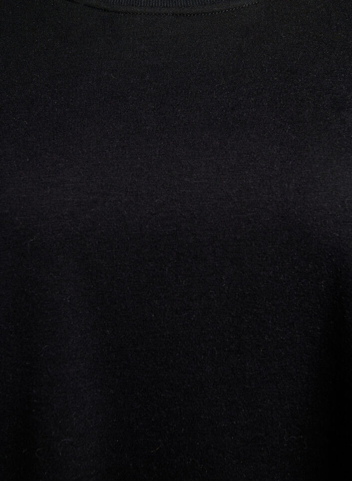 Sweatshirtklänning i knälångd med fransar, Svart, Packshot image number 2