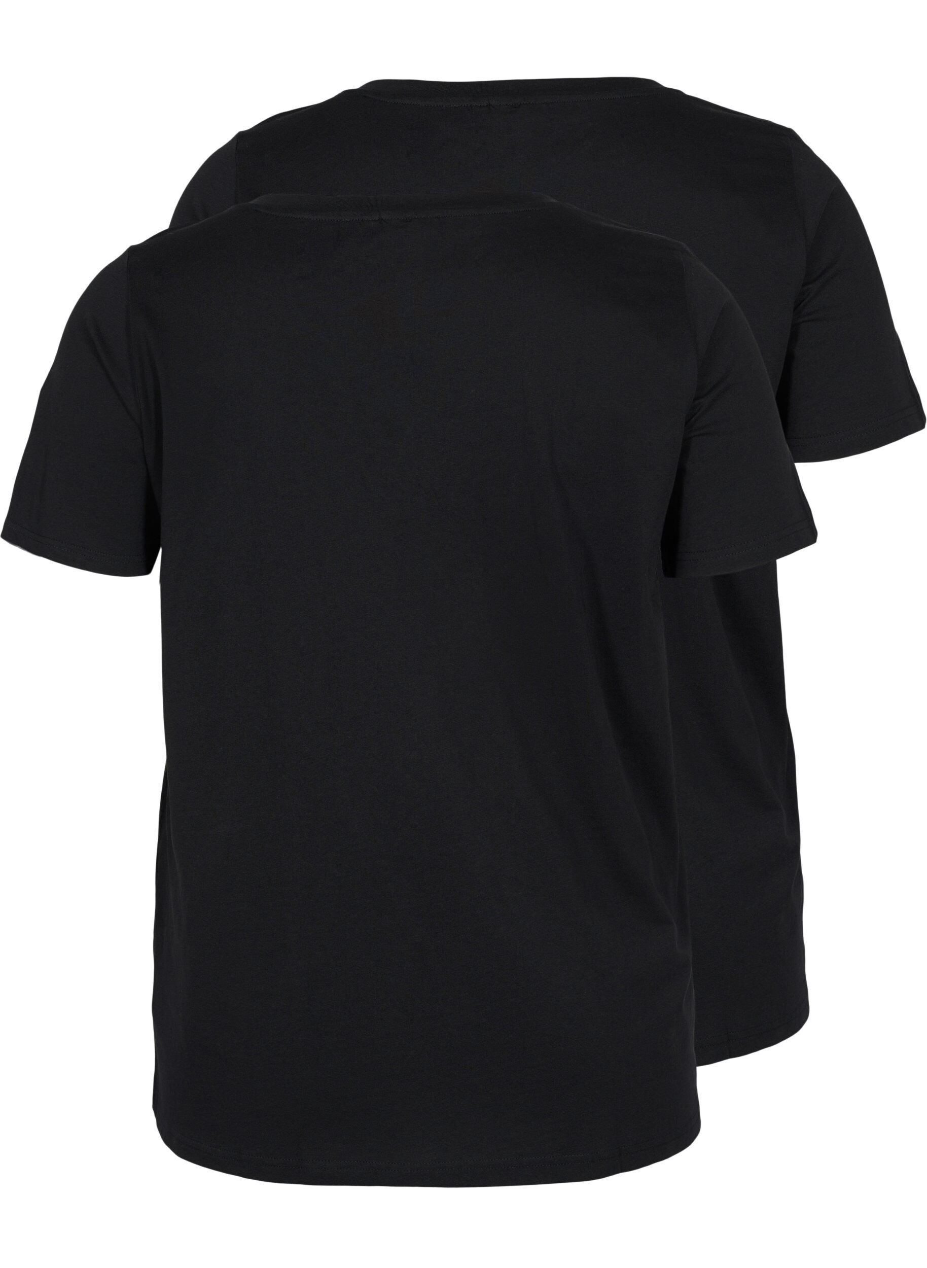 Zizzi 2-pack t-shirt i bomull, Black/Black, Packshot image number 1