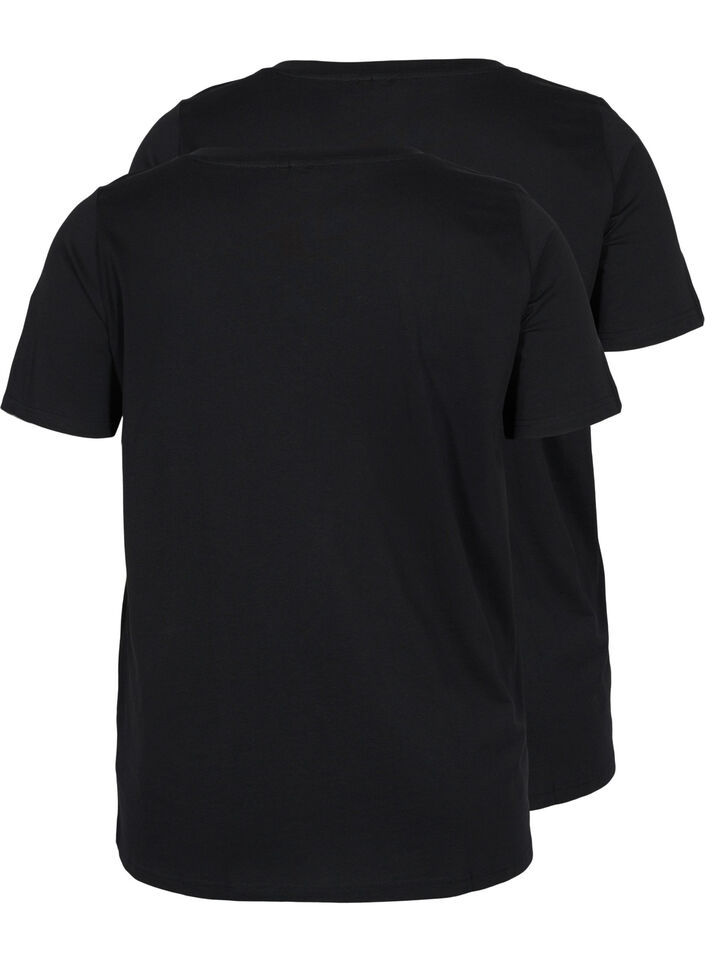 2-pack t-shirt i bomull, Black/Black, Packshot image number 1