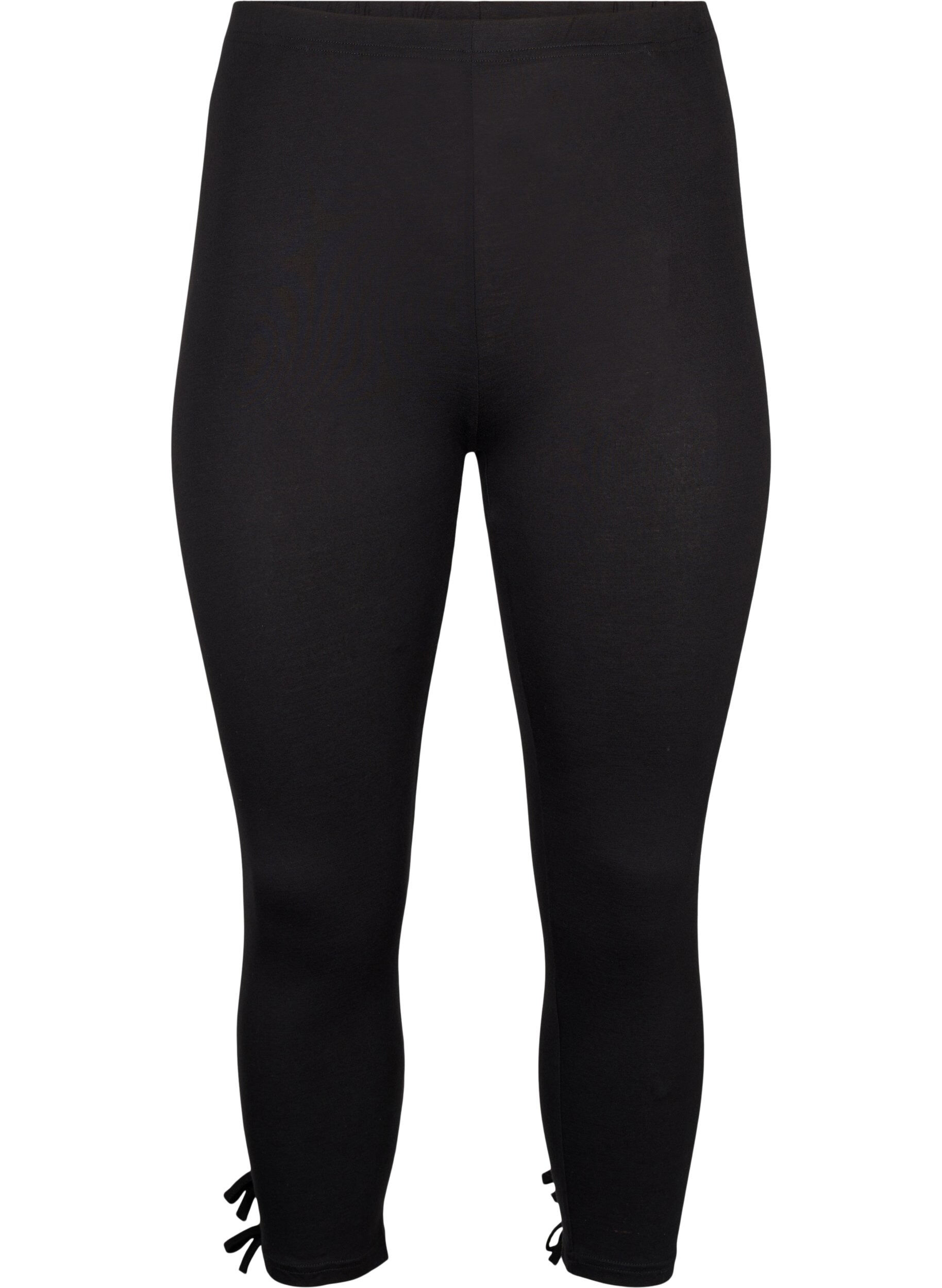 Zizzi Leggings med 3/4-l&auml;ngd i viskos med rosett, Black, Packshot image number 0