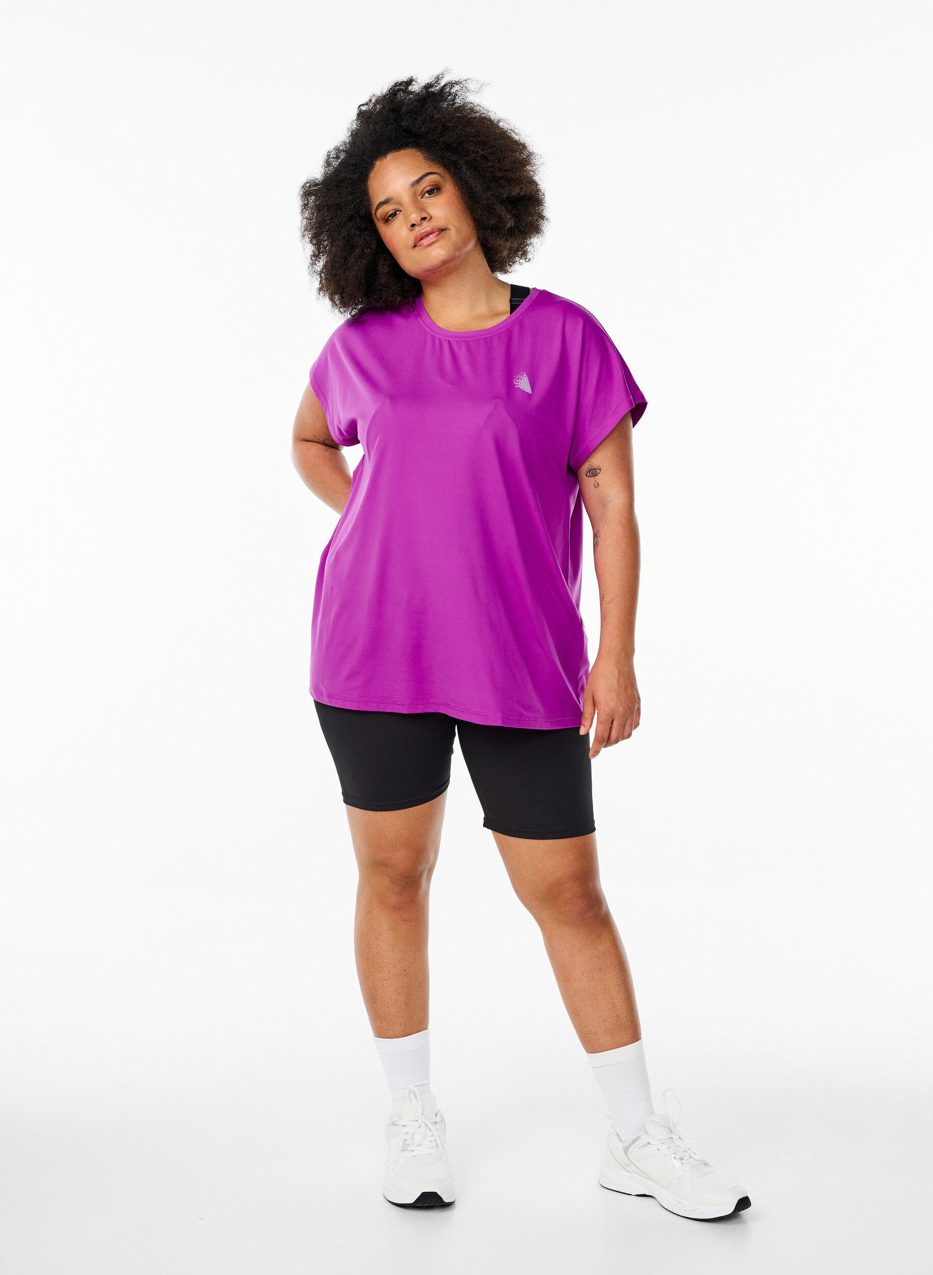 ZizziEnf&auml;rgad tr&auml;nings-T-shirt, Lila, Model image number 1
