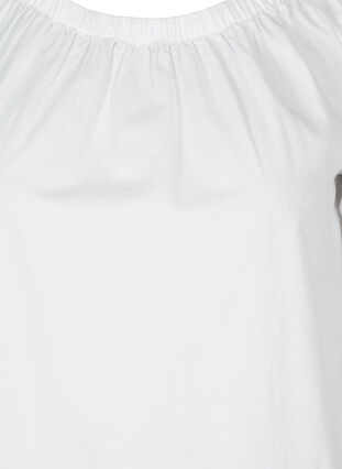Bomullsklänning med spetsband och korta ärmar, Bright White, Packshot image number 2