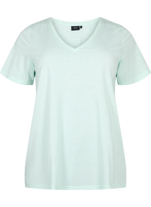 Kortärmad t-shirt med v-hals, Honeydew, Packshot image number 0