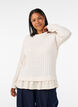 Strukturerad blus med volangkant, Vanilla, Model image number 0