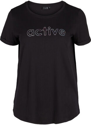Tränings-t-shirt i bomull med tryck, Black Lights Active, Packshot image number 0
