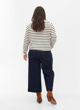 Croppade jeans med vida ben, Unwashed, Model image number 1