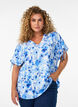 Blus i viskos med rynkade &auml;rmar, Bl&aring;, Model image number 0
