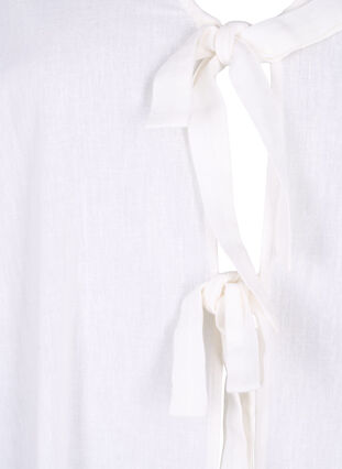 Bomullsblus med 3/4-ärmar i bomullsblandning med linne, Bright White, Packshot image number 2