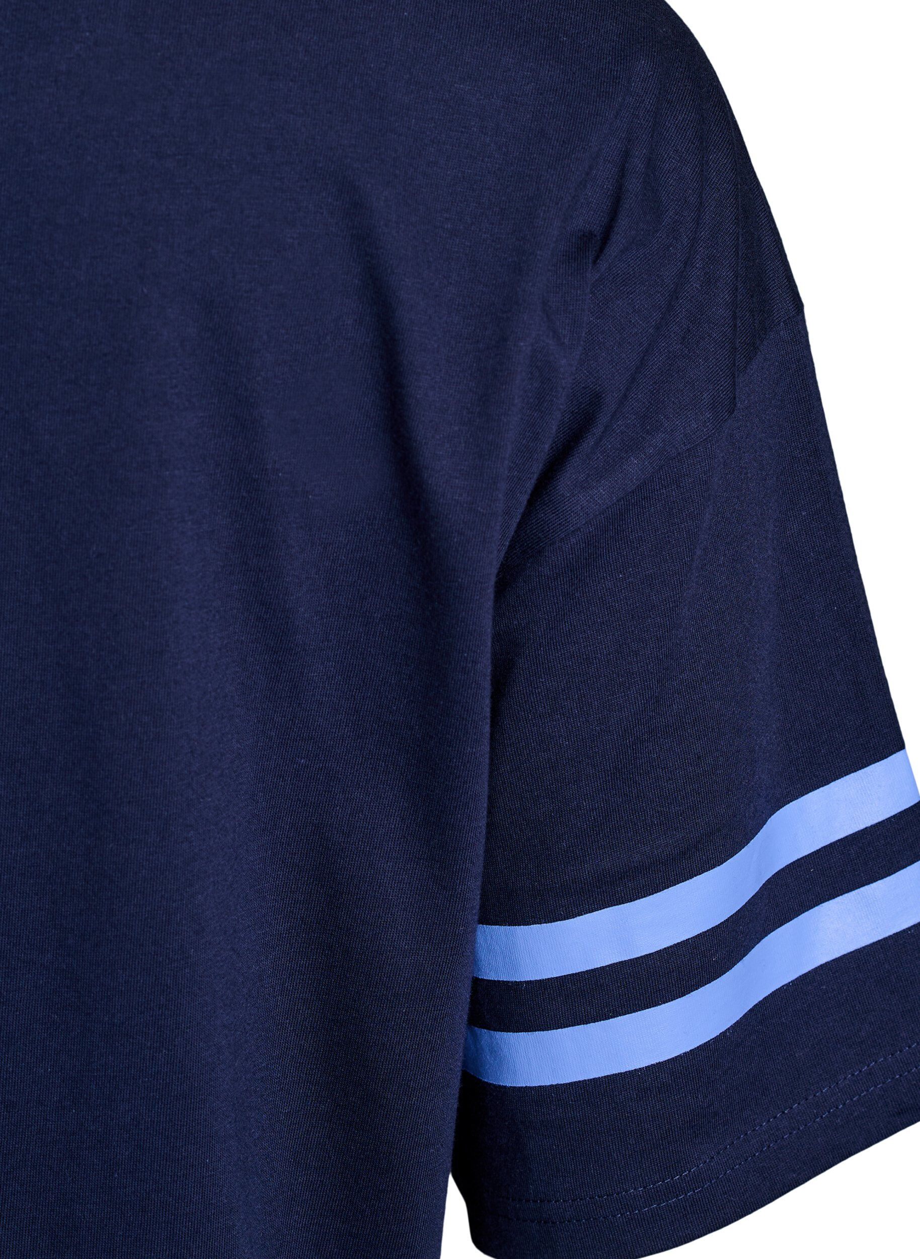 Zizzi Sportig oversized college-t-shirt, Bl&aring;, Packshot image number 3