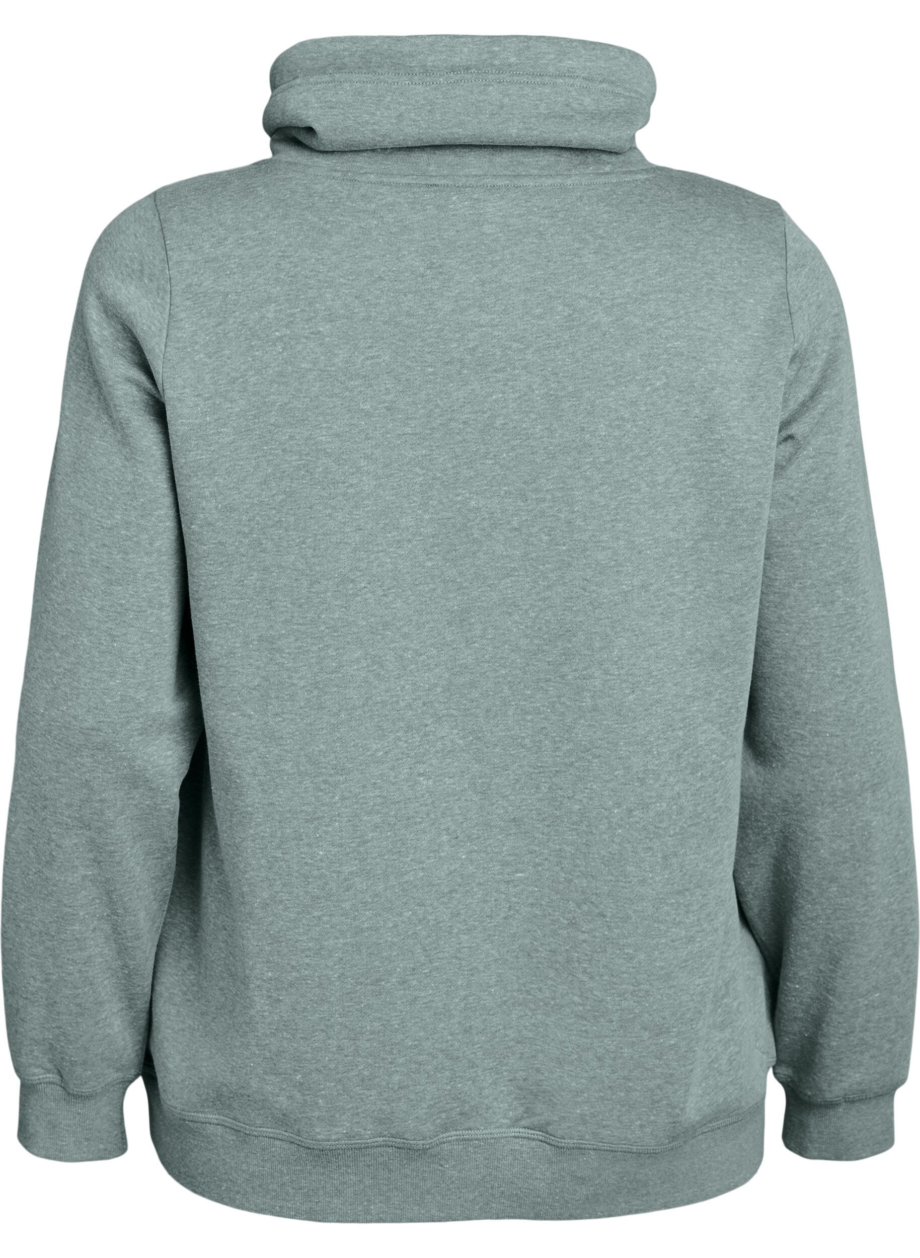 ZizziSweatshirt med h&ouml;g krage och fickor, Gr&ouml;n, Packshot image number 1