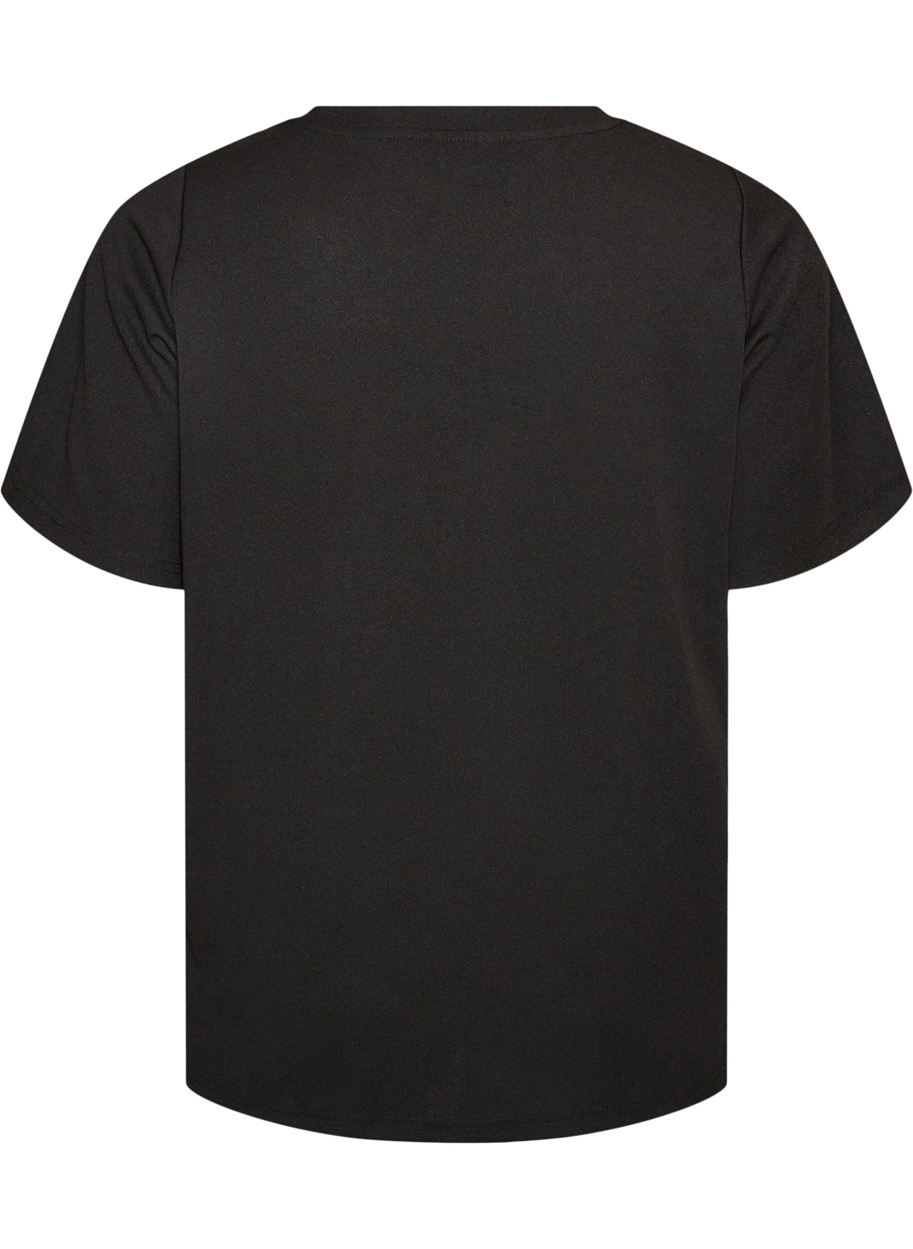 ZizziT-shirt med slitsar och dekorativ knutkn&auml;ppning, Svart, Packshot image number 1