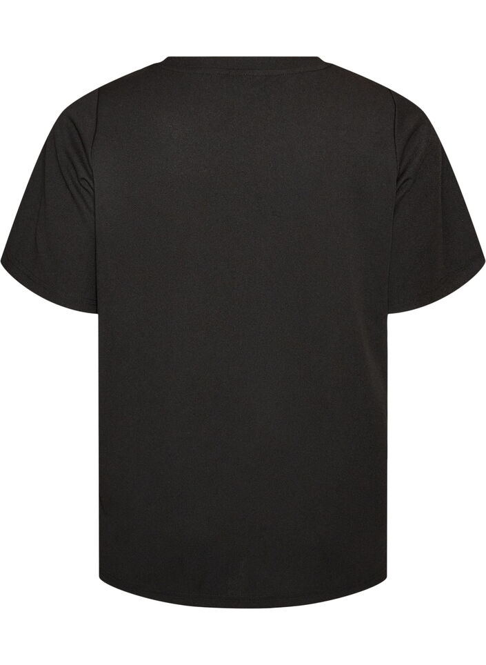 T-shirt med slitsar och dekorativ knutkn&auml;ppning, Svart, Packshot image number 1