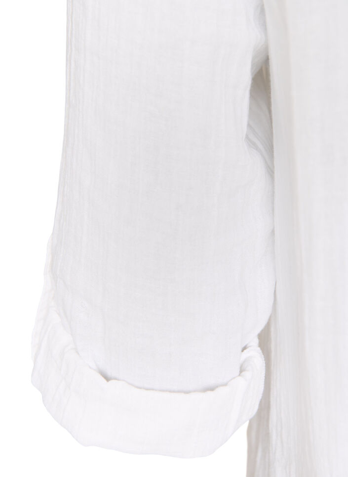 Tunika i bomullsmuslin med broderie anglaise, Vit, Packshot image number 3