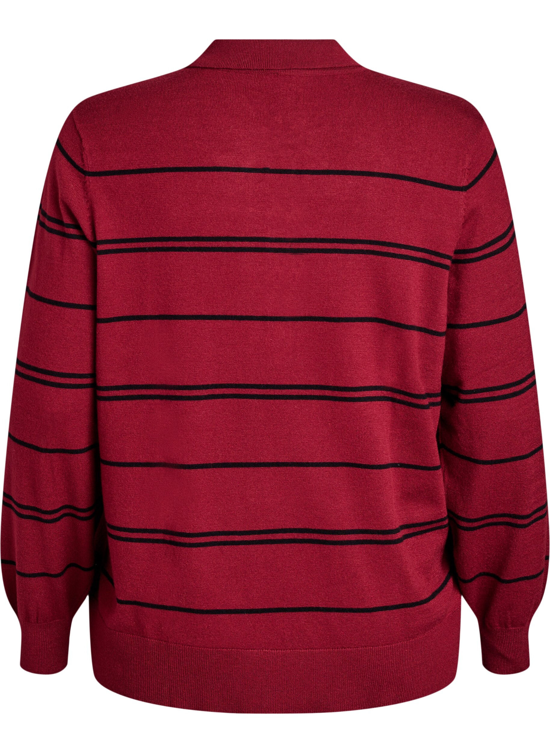 Zizzi Stickad blus med krage, R&ouml;d, Packshot image number 1