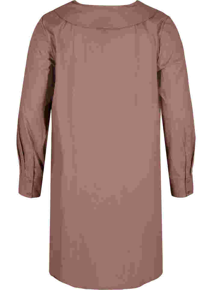 Lång skjorta i bomull med stor krage, Deep Taupe, Packshot image number 1