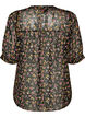 Blus med blommigt m&ouml;nster och v-ringning, Svart, Packshot image number 1