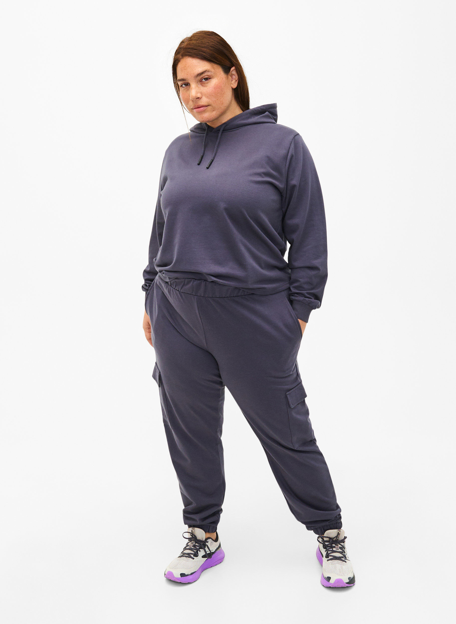 Zizzi Huvtr&ouml;ja i sweatshirt-kvalitet, Ombre Blue, Model image number 2