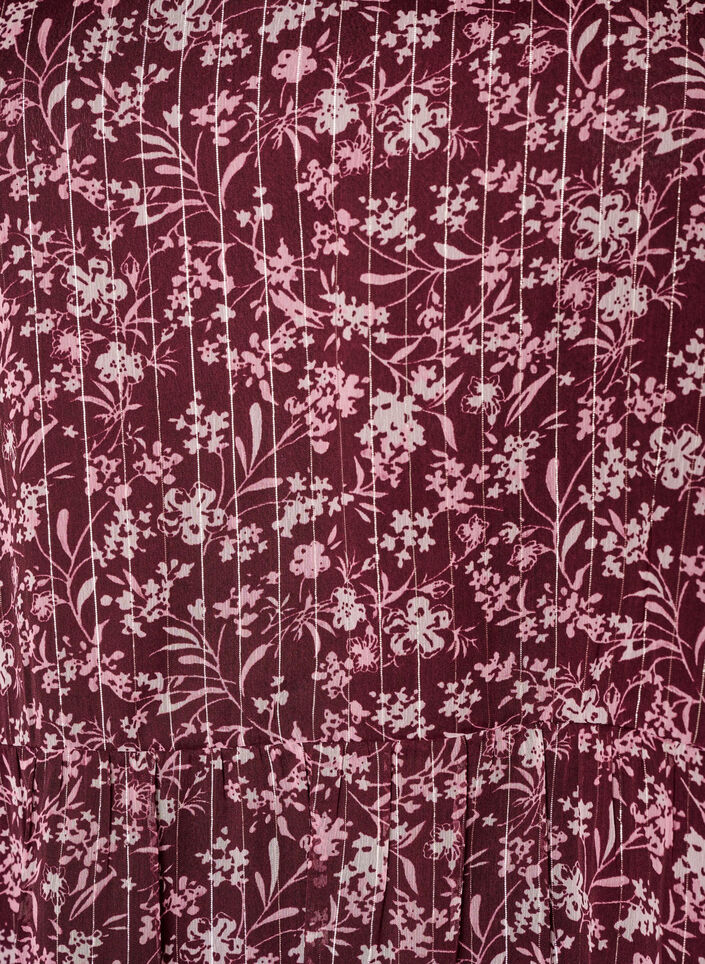Tunika med blomm&ouml;nster och glittertr&aring;dar, R&ouml;d, Packshot image number 2