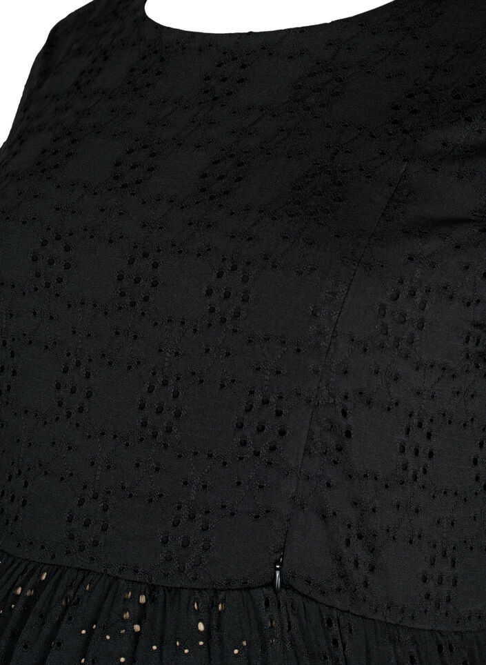 Klänning för gravida med broderi anglaise med amningsfunktion, Black, Packshot image number 2