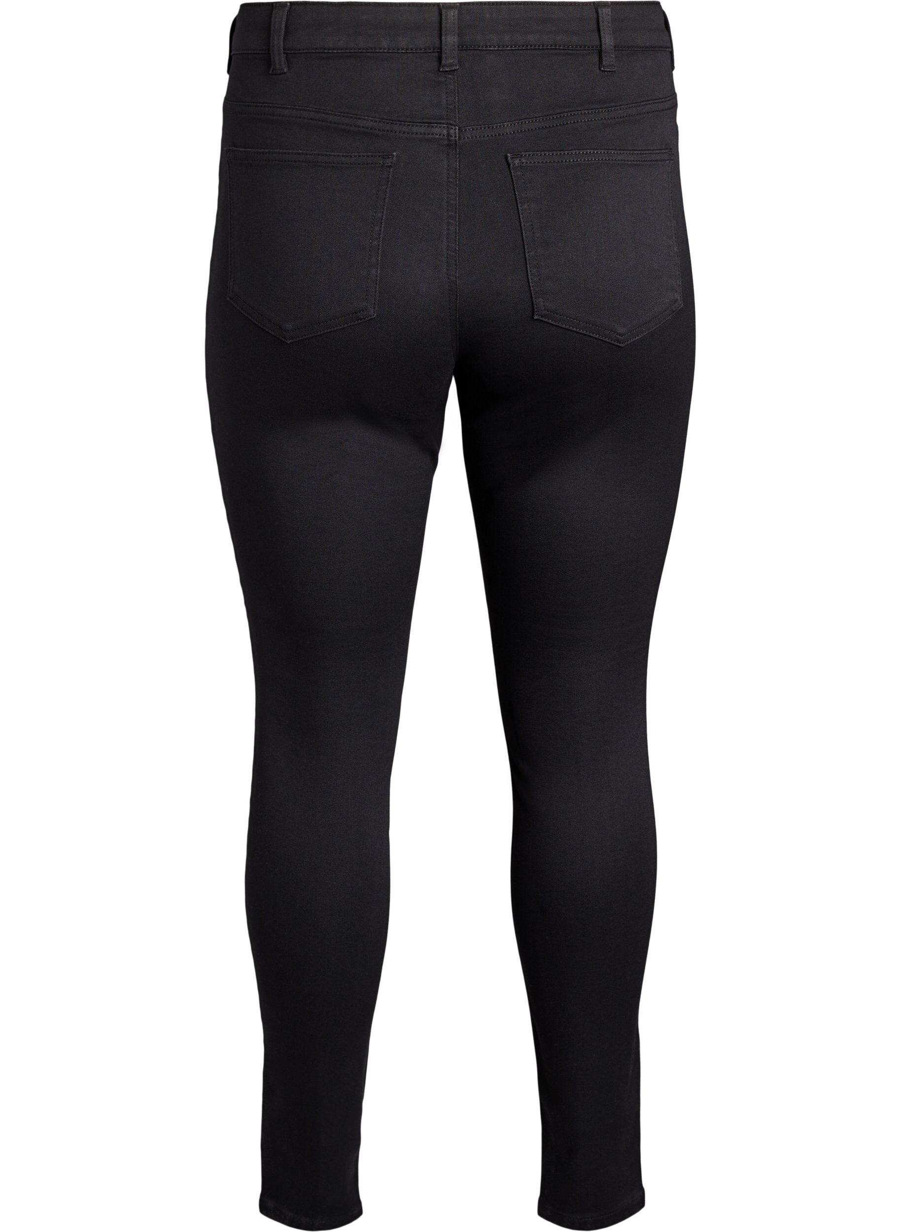 ZizziSupersmala Amy-jeans med h&ouml;g midja, Svart, Packshot image number 1
